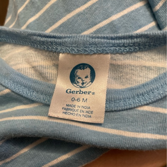 Gerber Blue and White long sleeve  Sleep shirt Soft Cotton size 0-6M - Picture 5 of 5